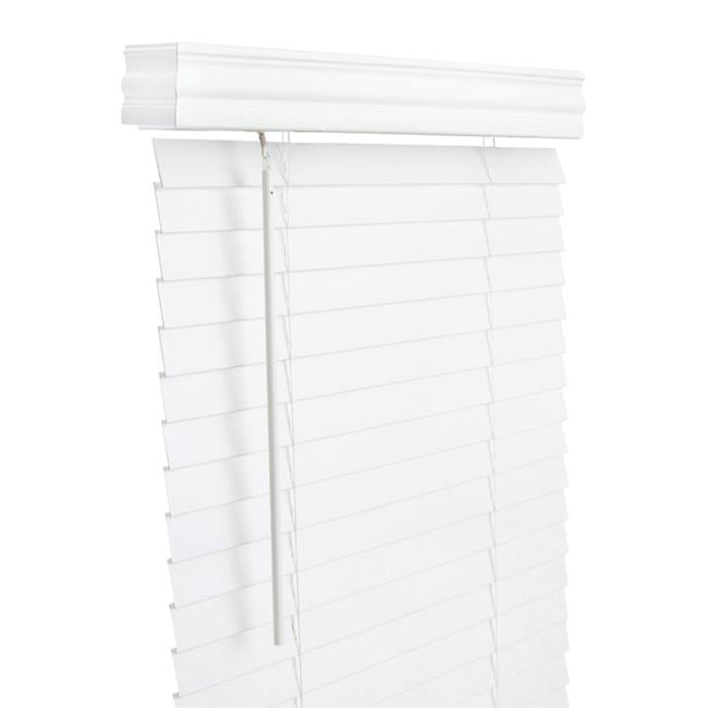 Living Accents Faux Wood 2 in. Mini-Blinds 27 in. W X 60 in. H White Cordless
