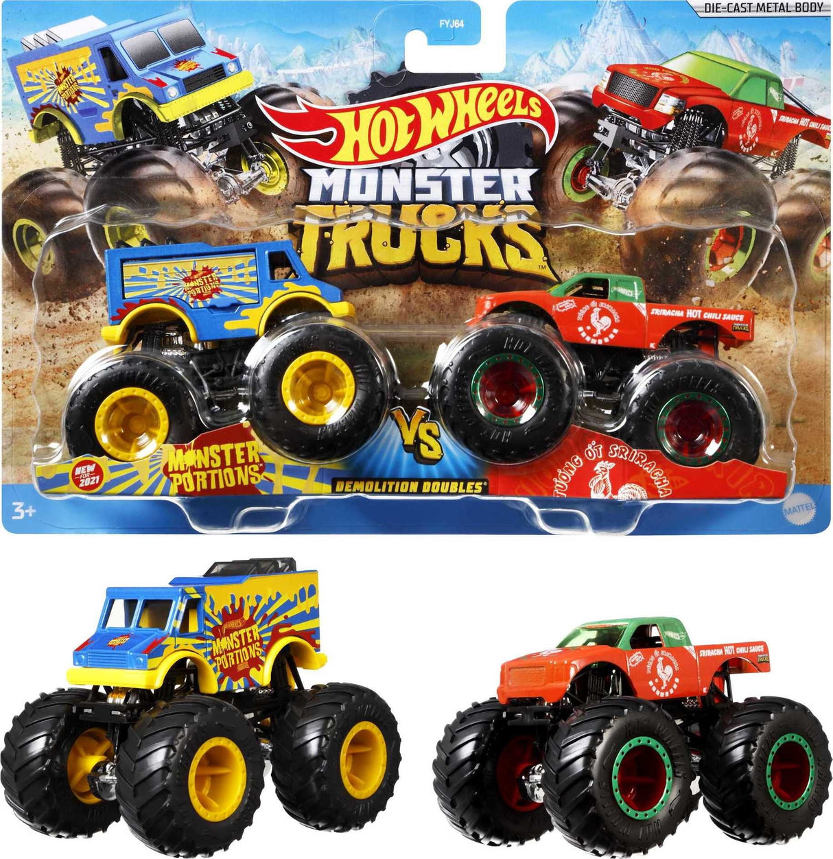 Hot Wheels Demo Doubles Monster Trucks Multicolored