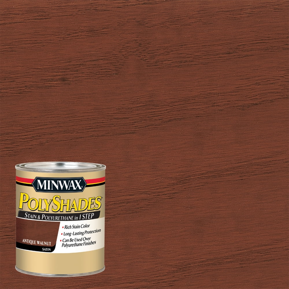 Minwax PolyShades Semi-Transparent Satin Antique Walnut Oil-Based Stain/Polyurethane Finish 1 qt
