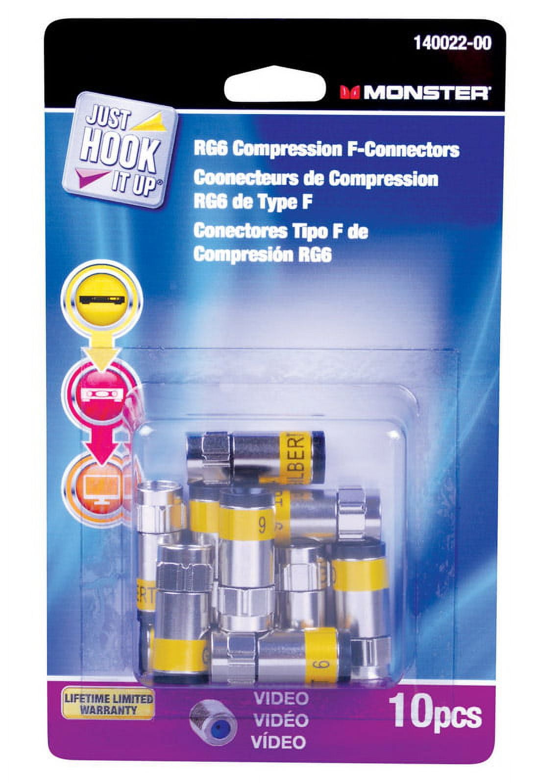 Monster Just Hook It Up Compression RG6 Compression Connector 10 pk