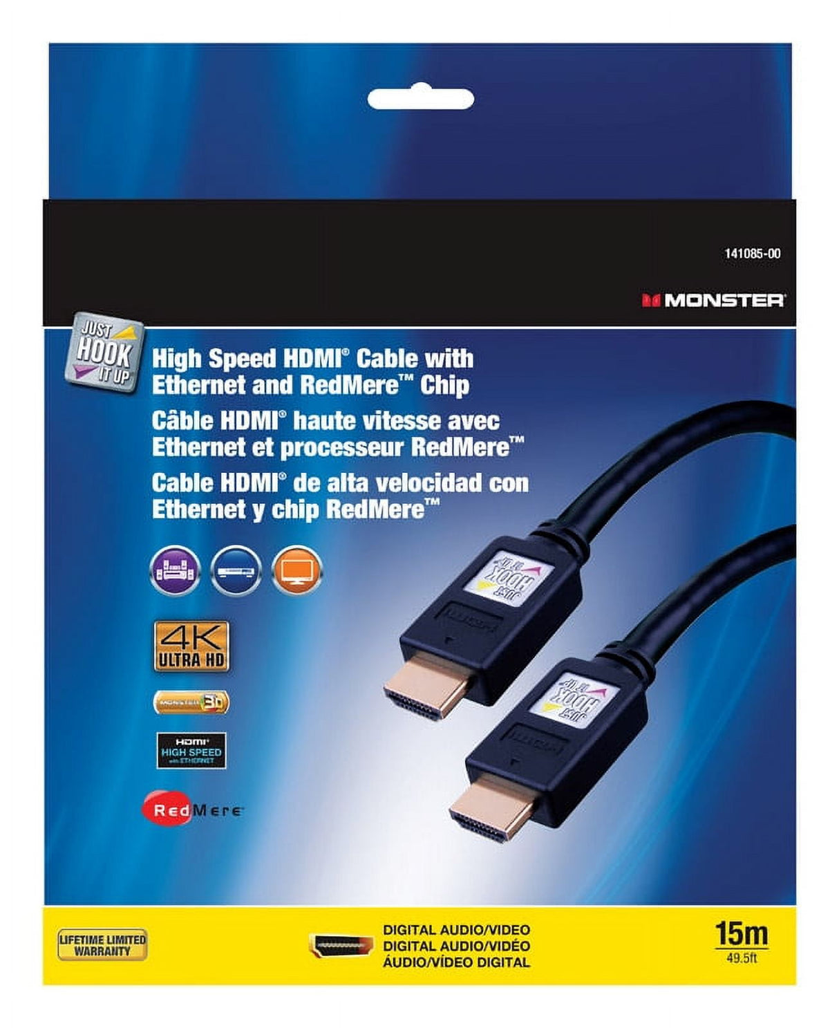 Monster Just Hook It Up 49.5 ft. L High Speed Cable with Ethernet HDMI