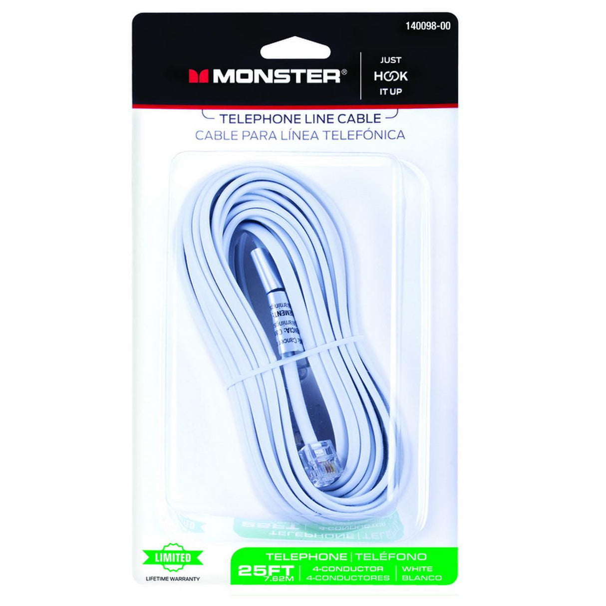 Monster Just Hook It Up 25 ft. L White Modular Telephone Line Cable