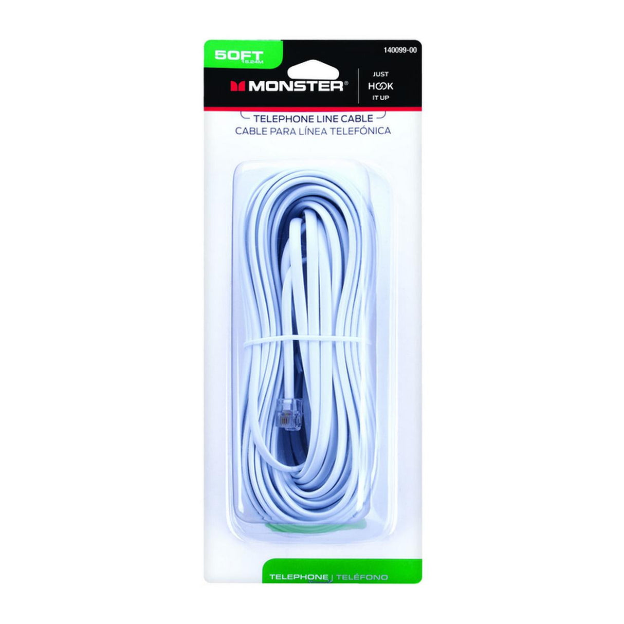 Monster Just Hook It Up 50 ft. L White Modular Telephone Line Cable