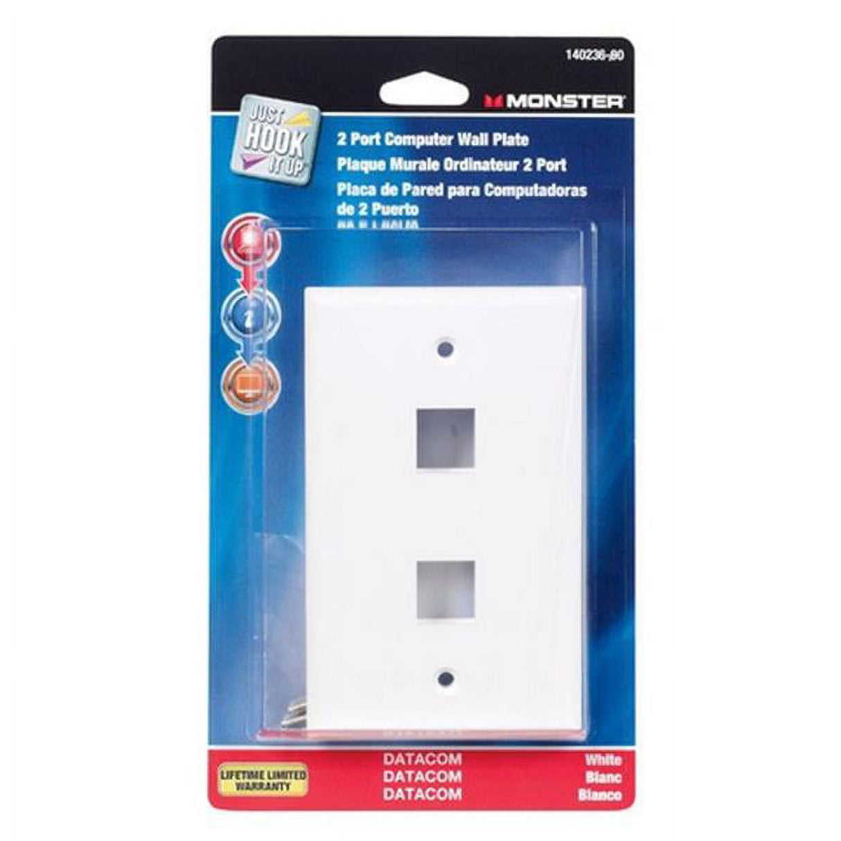 Monster Just Hook It Up White 2 gang Plastic Keystone Wall Plate 1 pk