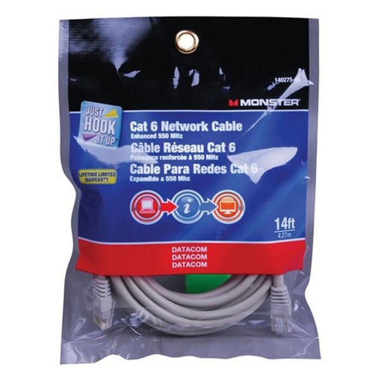 Monster Just Hook It Up 14 ft. L Category 6 Networking Cable