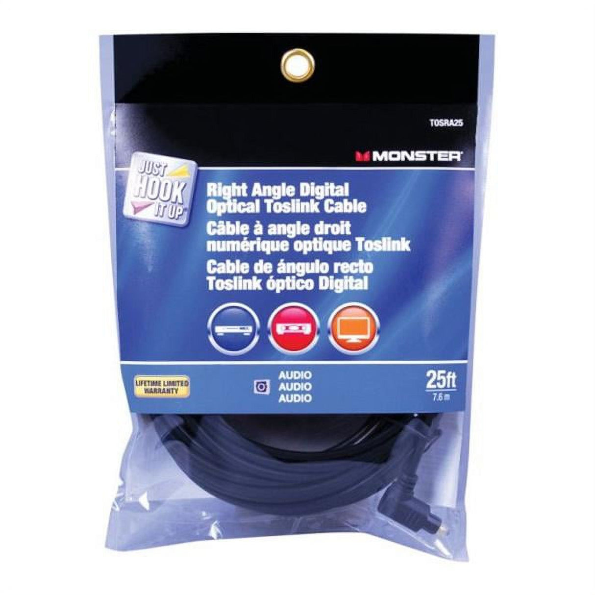 Monster Just Hook It Up 25 ft. L Digital Optical Toslink Cable Digital Optical