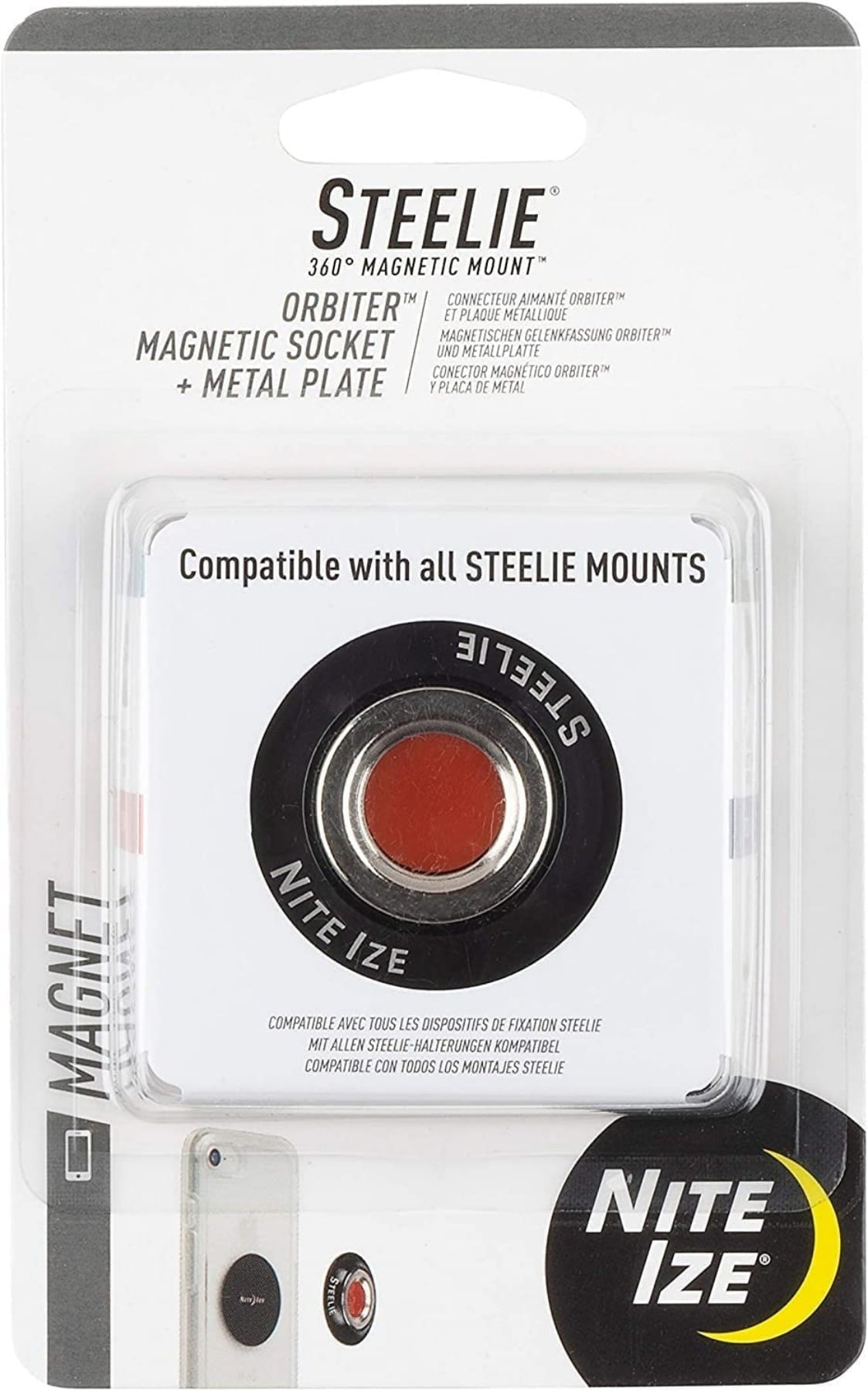 Nite Ize Black Ultra Strong Magnetic Socket and Metal Plate For All Mobile Devices