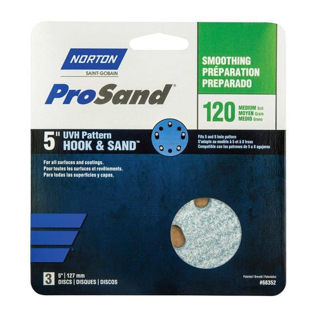 Norton ProSand 5 in. Ceramic Alumina Hook and Loop Sanding Disc 120 Grit Medium 3 pk