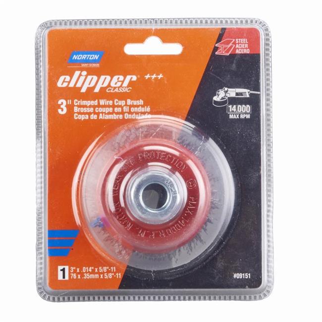 Norton Clipper 3 in. Crimped Wire Cup Brush Carbon Steel 14000 rpm 1 pc