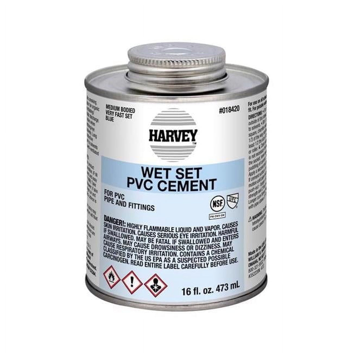 Oatey Harvey Blue Cement For PVC 16 oz
