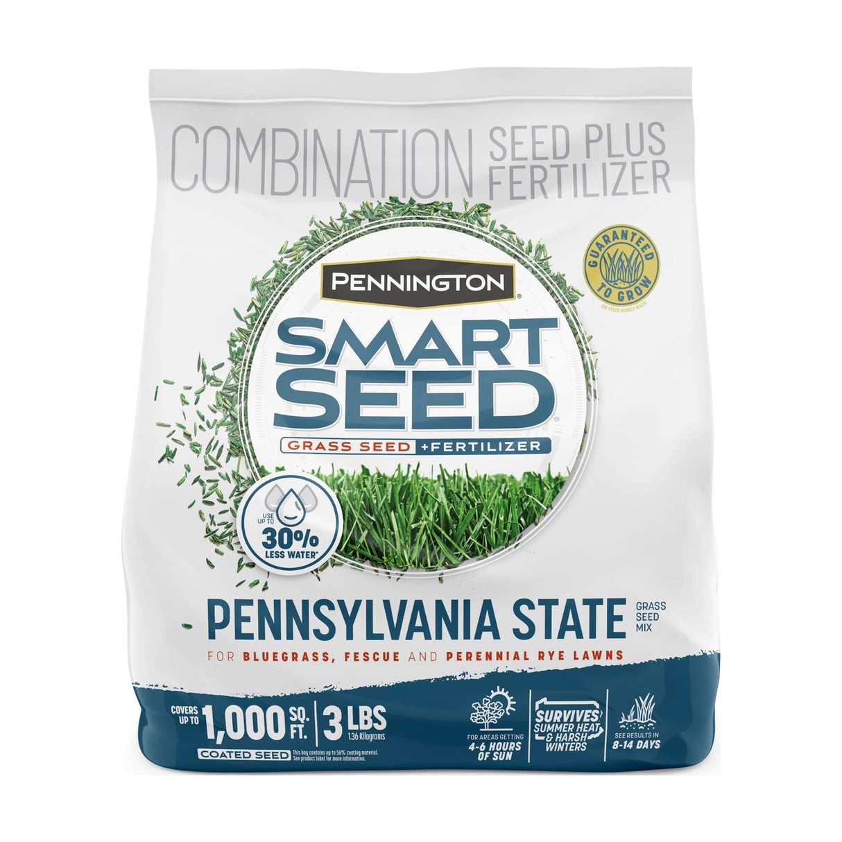 Pennington Smart Seed Pennsylvania State Mixed Sun or Shade Grass Seed and Fertilizer 3 lb