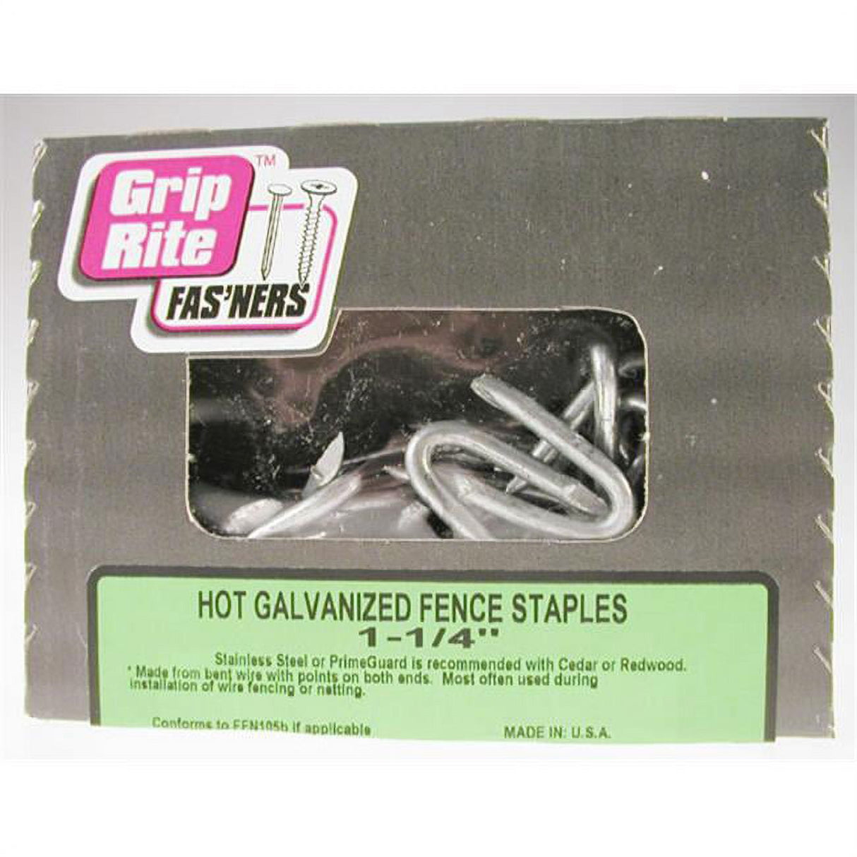 Grip-Rite No. 9 X 1/4 in. W X 1-1/4 in. L Hot-Dipped Galvanized Steel Fence Staples 9 Ga. 87 pk 1 lb