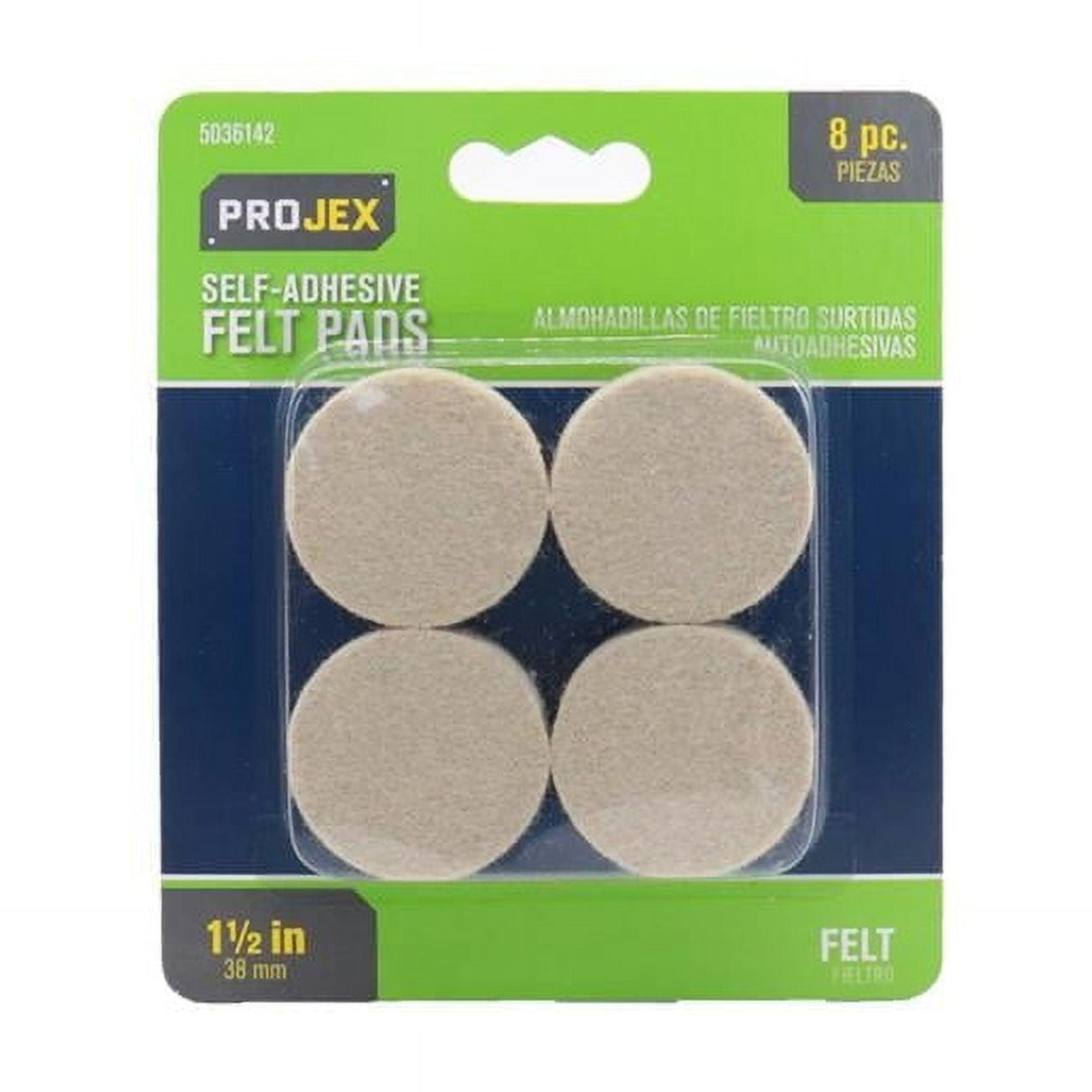 Projex Felt Self Adhesive Protective Pad White Round 1-1/2 in. W 8 pk