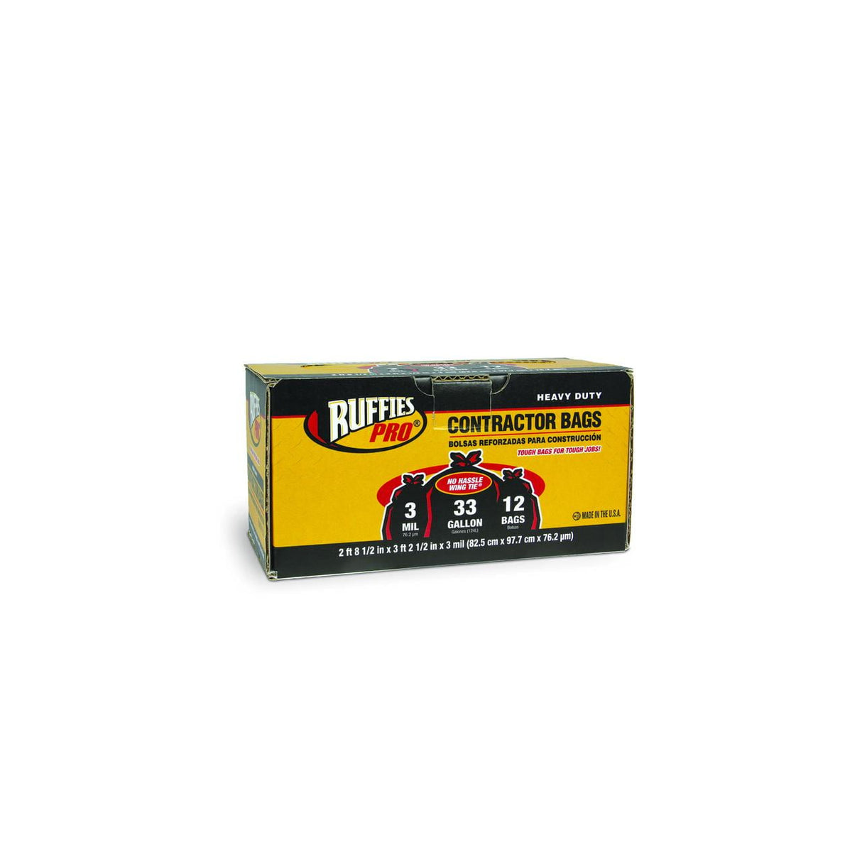 Ruffies 33 gal Contractor Bags Wing Ties 12 pk 3 mil