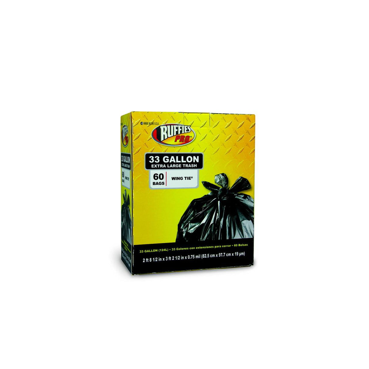 Ruffies Pro 33 gal Trash Bags Wing Ties 60 pk 0.75 mil