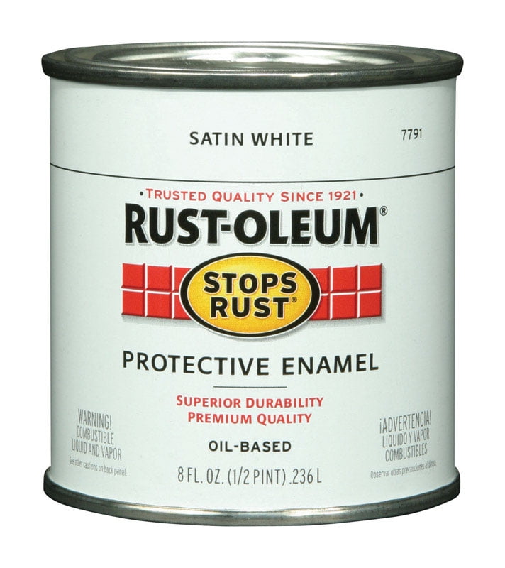 Rust-Oleum Stops Rust Indoor and Outdoor Satin White Oil-Based Protective Paint 0.5 pt