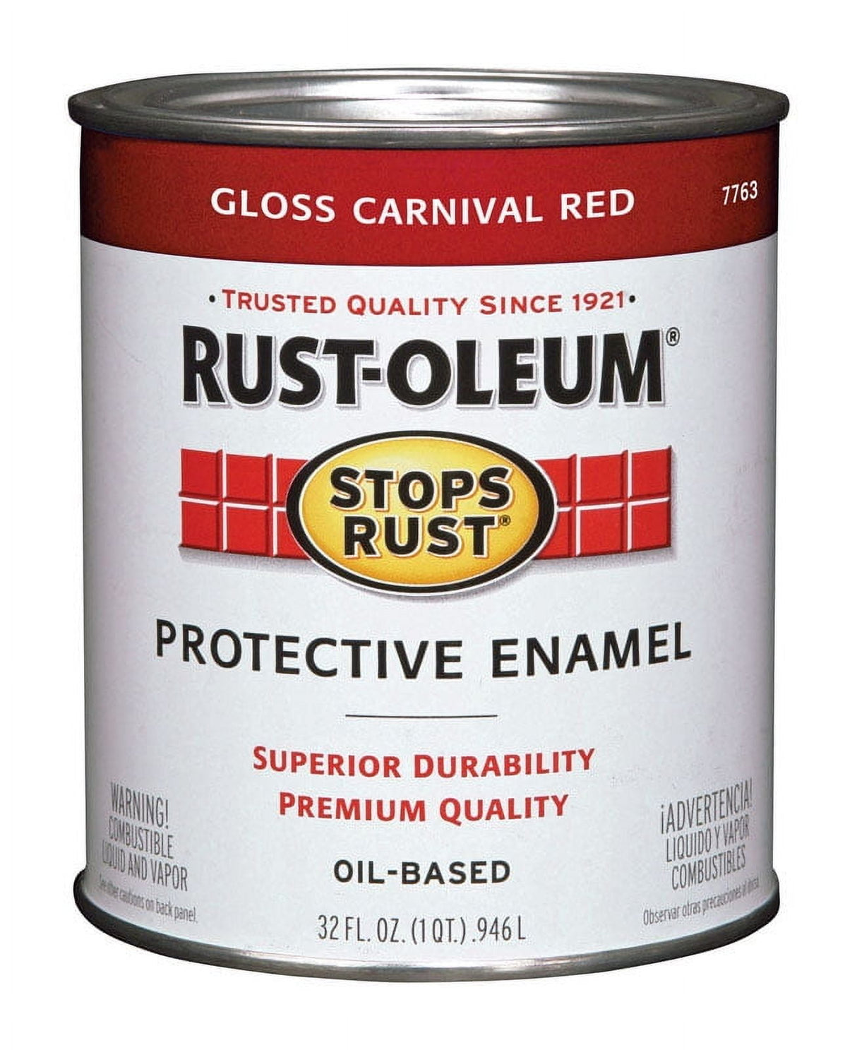 Rust-Oleum Stops Rust Indoor and Outdoor Gloss Carnival Red Oil-Based Protective Paint 1 qt