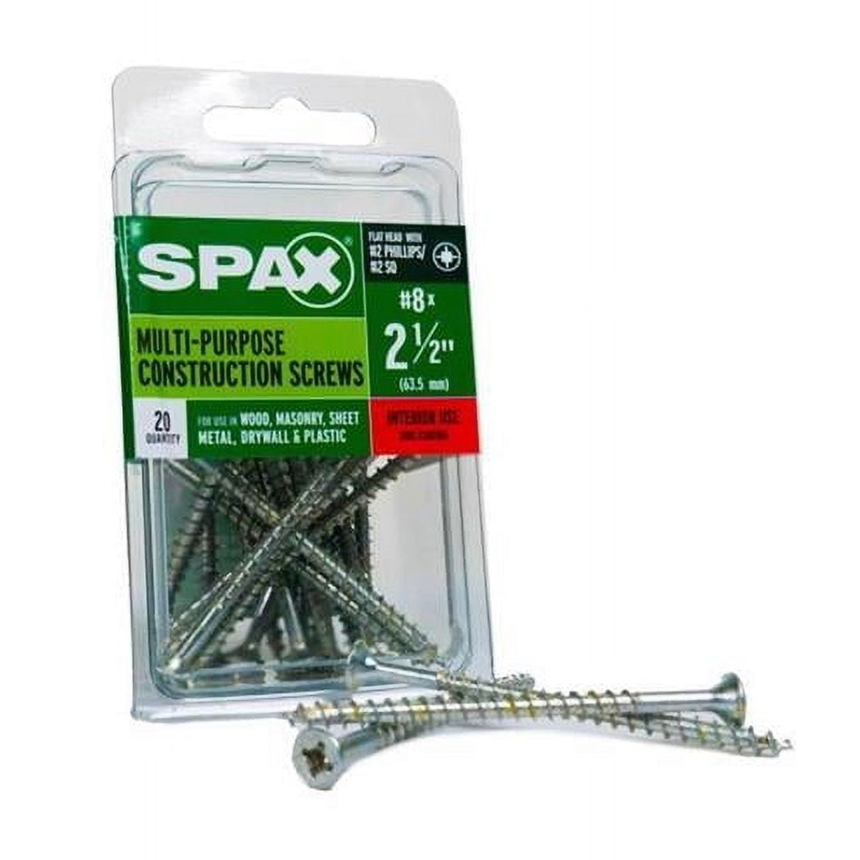 SPAX Multi-Material No. 8 in. X 2-1/2 in. L Phillips/Square Flat Head Construction Screws 20 pk