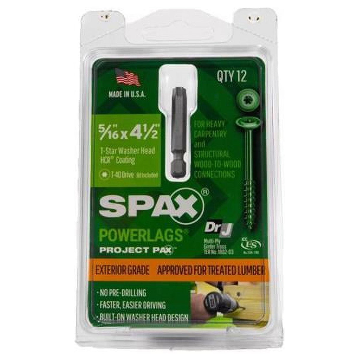 SPAX PowerLags 5/16 in. X 4-1/2 in. L Washer High Corrosion Resistant Carbon Steel Lag Screw 12 pk