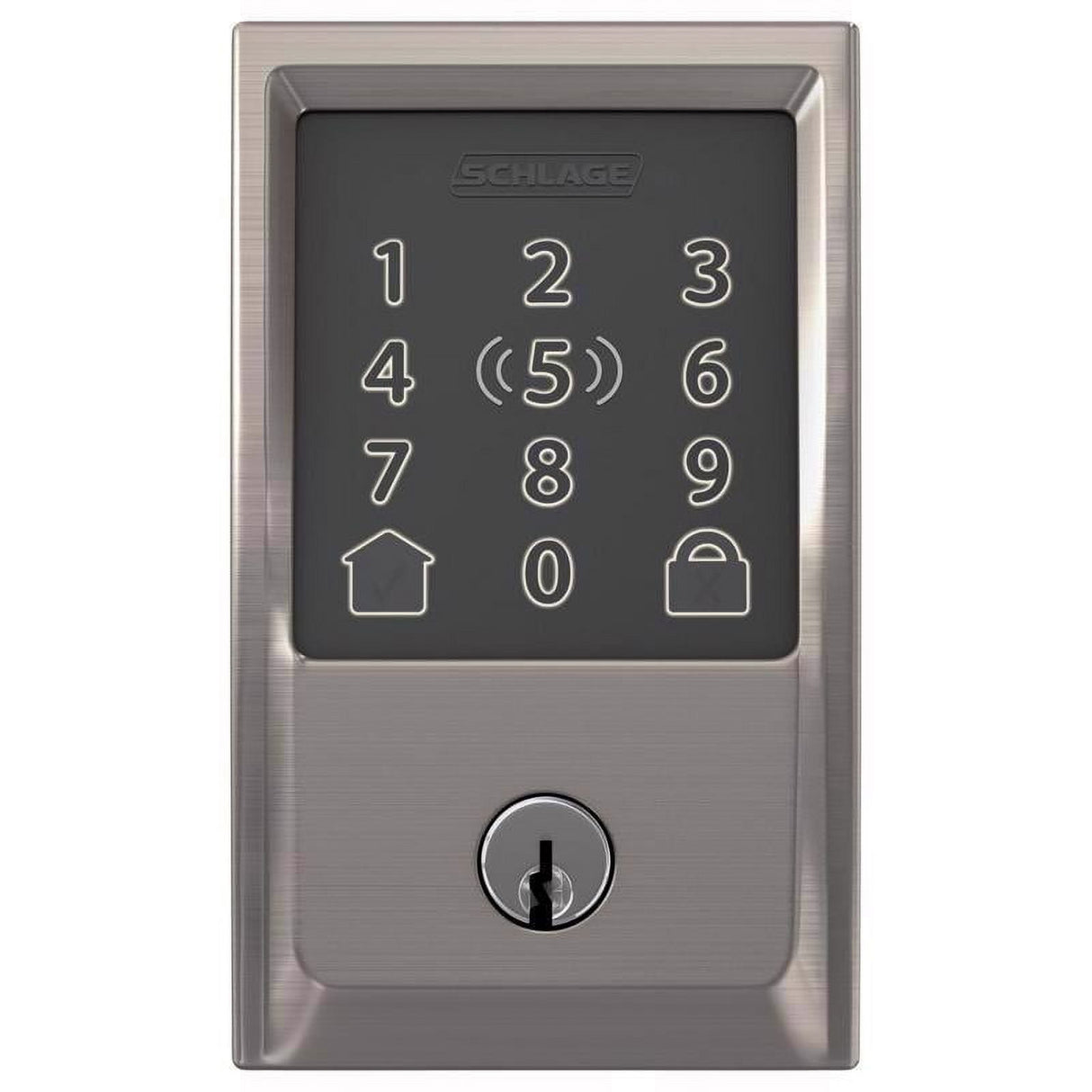 Schlage Encode Plus Satin Nickel Metal WiFi Deadbolt with Century Trim