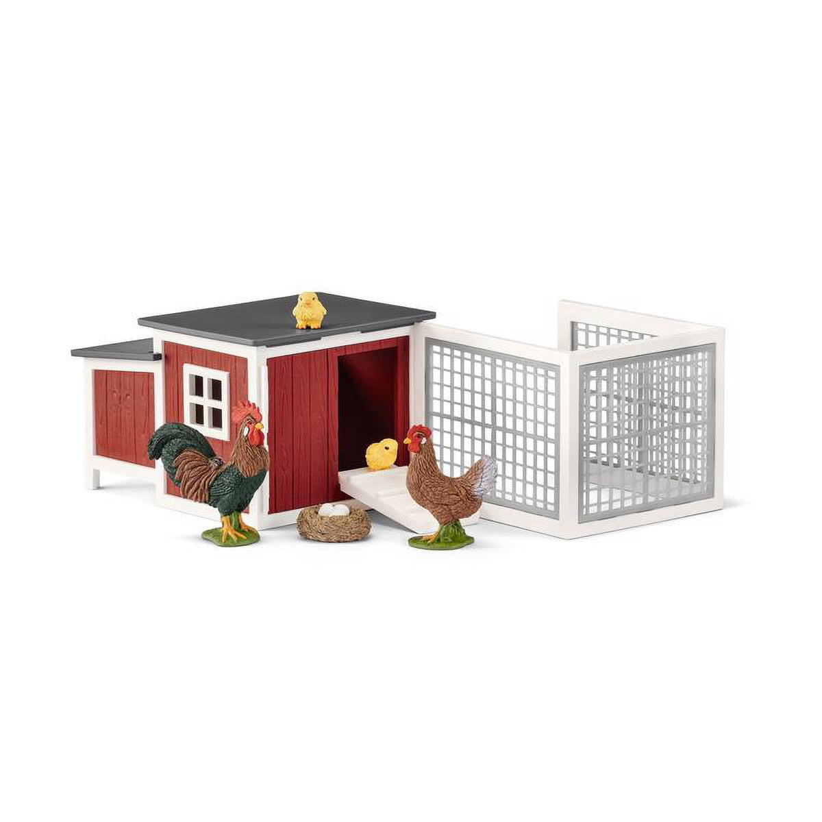 Schleich Farm World Chicken Coop Set Toys Plastic Multicolored 8 pc