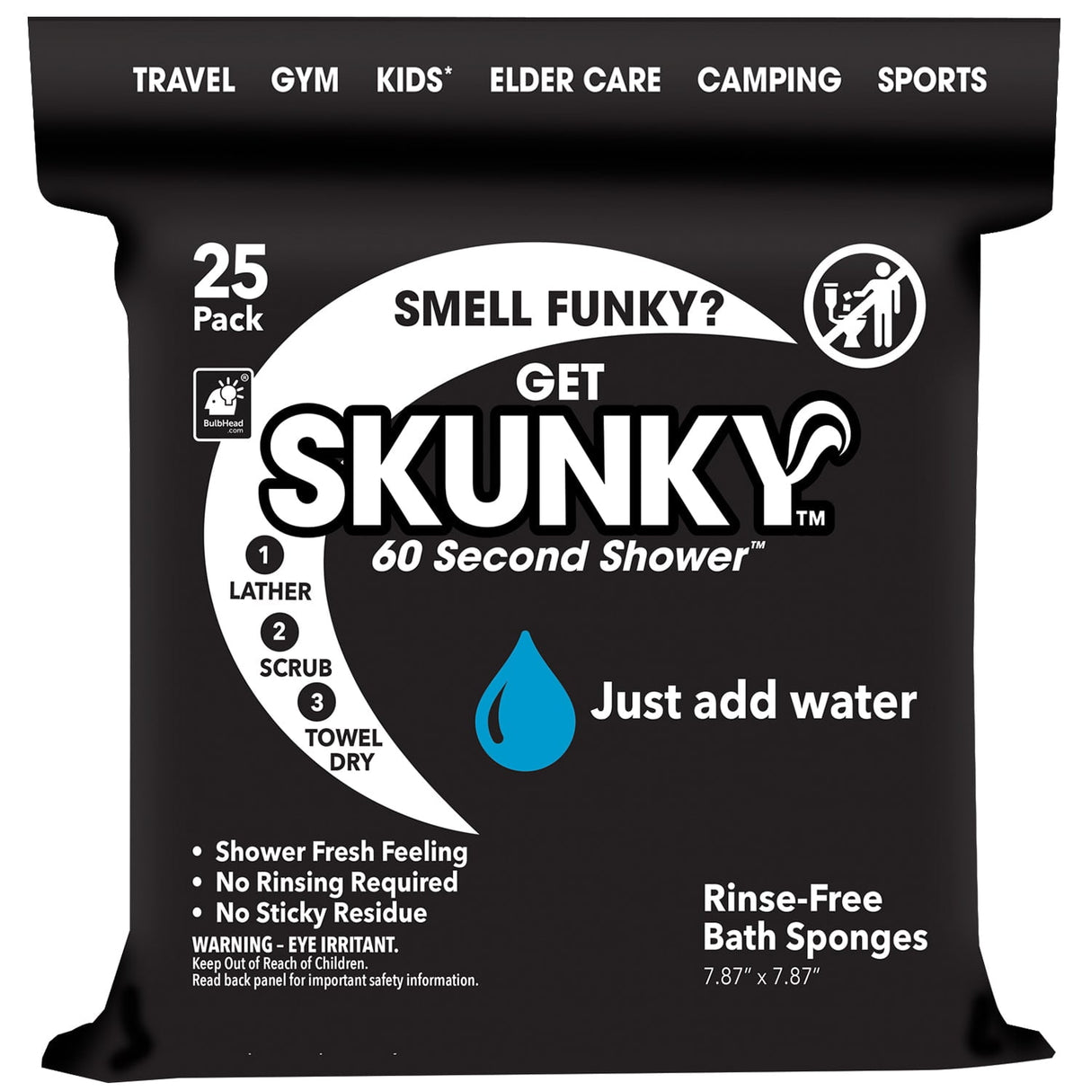Bulbhead Skunky Rinse Free Bath Sponges 25 pk