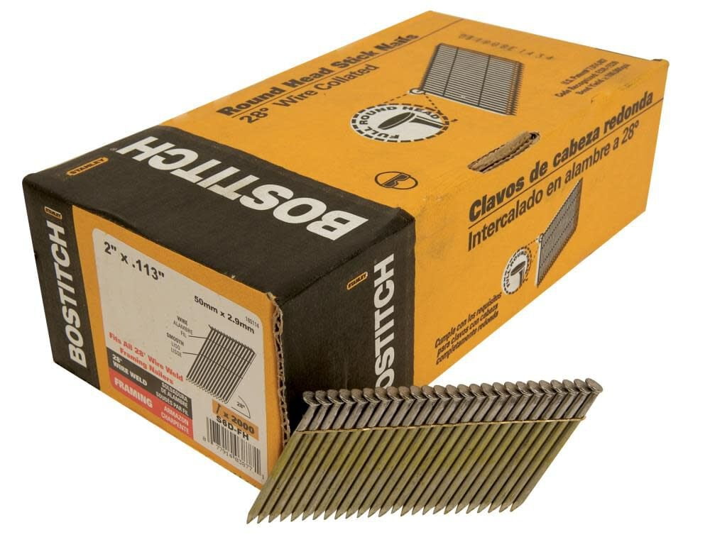 Bostitch 2 in. L Angled Strip Coated Stick Nails 28 deg 2000 pk