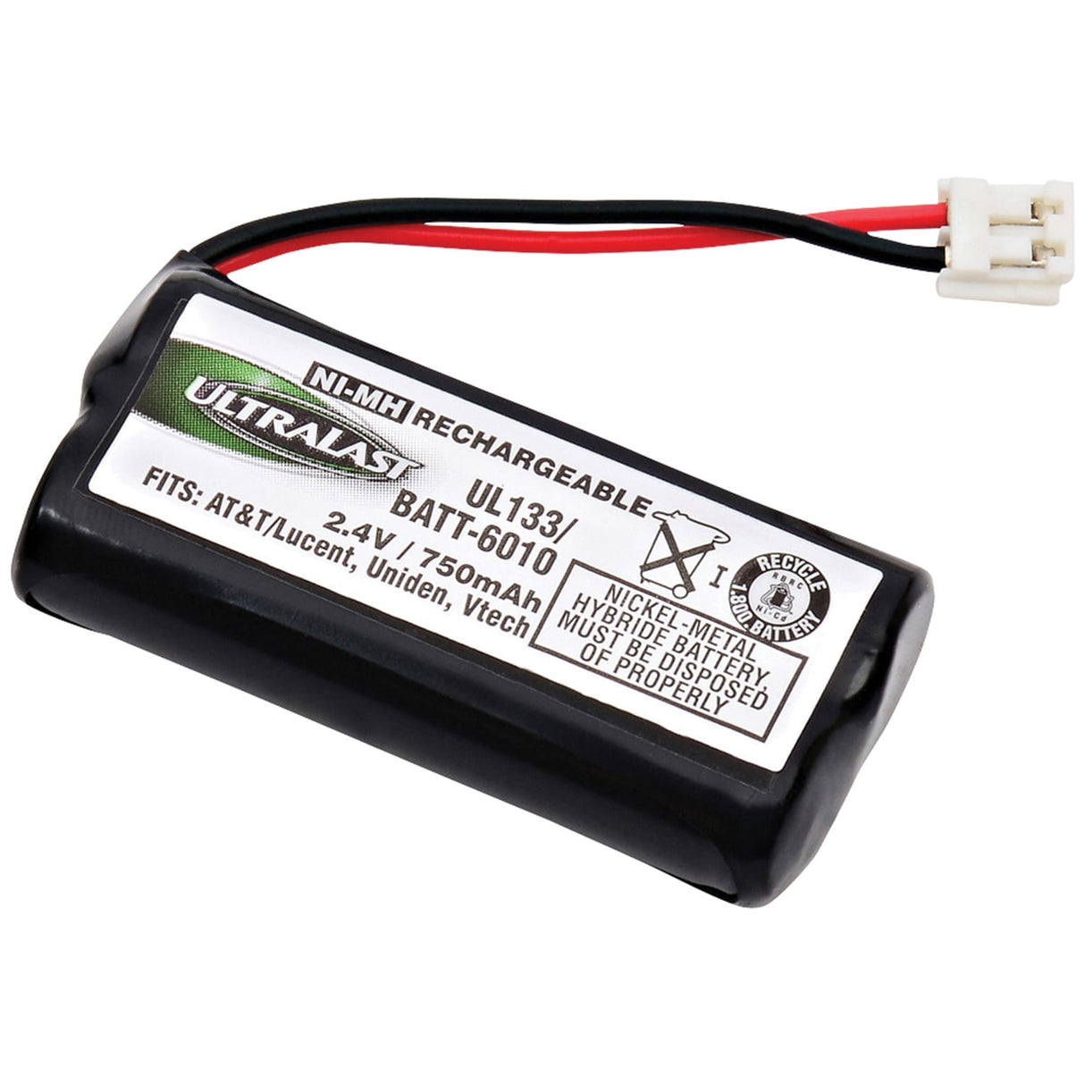 UltraLast NiMH AAA 2.4 V 750 mAh Cordless Phone Battery BATT-6010 1 pk