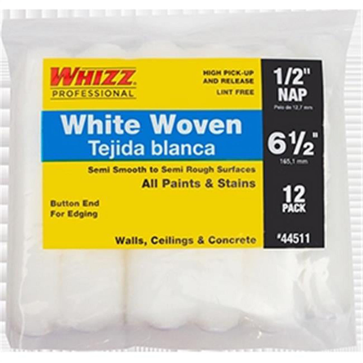 Whizz Woven 6.5 in. W X 1/2 in. Mini Paint Roller Cover 12 pk