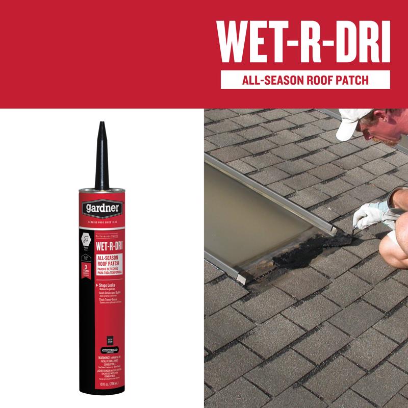 Gardner WET-R-DRI Gloss Black Patching Cement All-Weather Roof Cement 10 oz