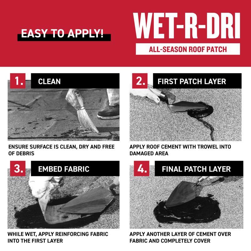 Gardner WET-R-DRI Gloss Black Patching Cement All-Weather Roof Cement 10 oz