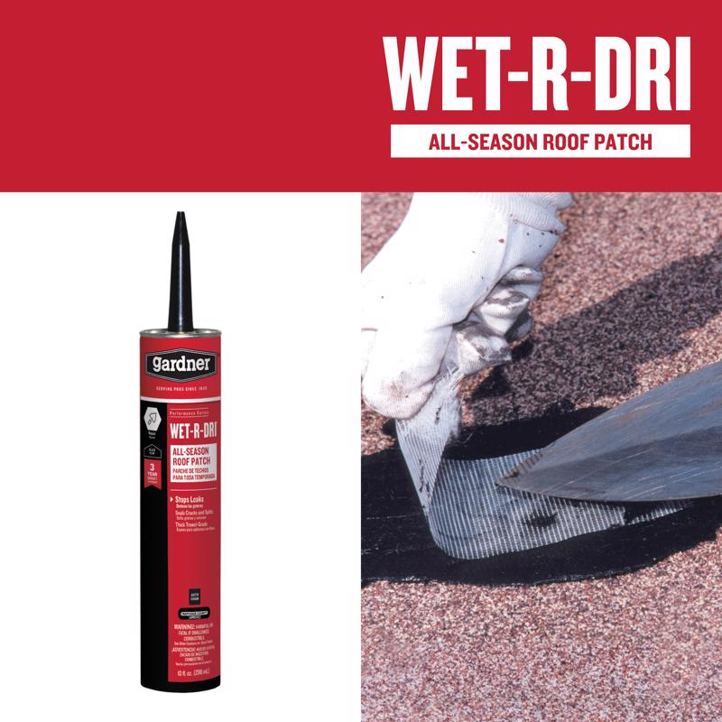 Gardner WET-R-DRI Gloss Black Patching Cement All-Weather Roof Cement 10 oz