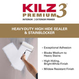 KILZ 3 Premium White Flat Water-Based Stain Blocking Primer 1 gal
