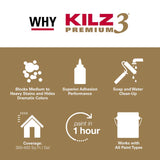 KILZ 3 Premium White Flat Water-Based Stain Blocking Primer 1 gal