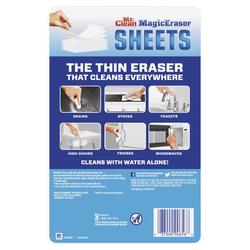 Mr. Clean Sheets Non-Scratch Magic Eraser For Multi-Purpose 5.7 in. L 8 pk