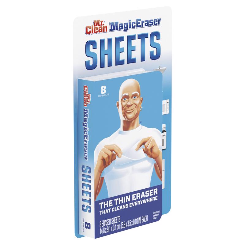 Mr. Clean Sheets Non-Scratch Magic Eraser For Multi-Purpose 5.7 in. L 8 pk