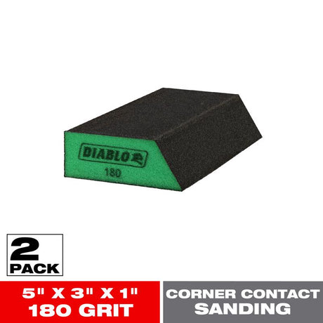 Diablo 5 in. L X 3 in. W X 1 in. 180 Grit Ultra Fine Angled Corner Sanding Sponge