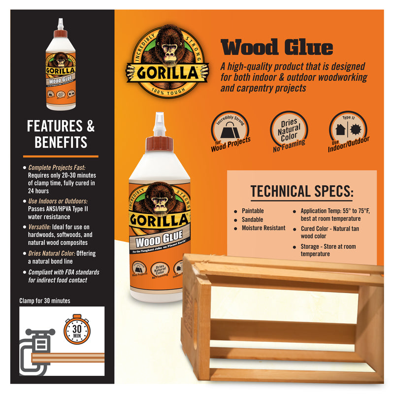 Gorilla Tan Wood Glue 36 oz