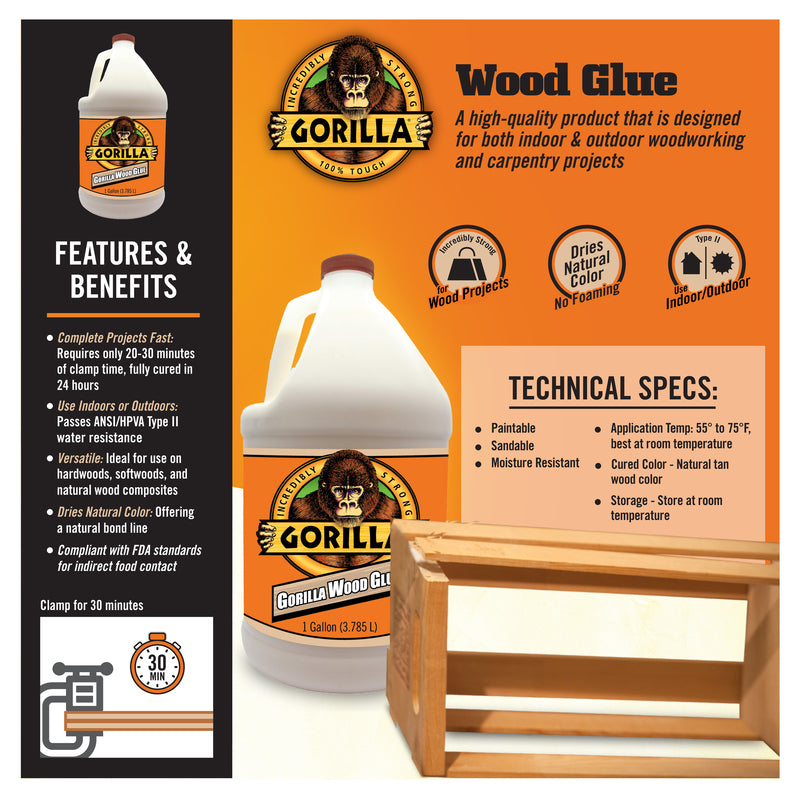 Gorilla Light Tan Wood Glue 1 gal