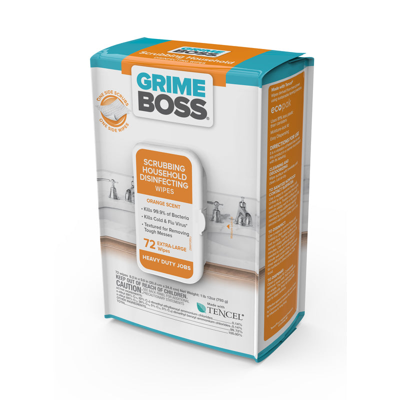 Grime Boss Fiber Blend Scrubbing Household Disinfecting Wipes 8 in. W X 9.5 in. L 72 pk