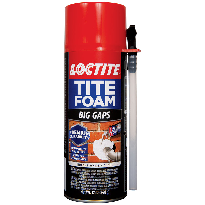 Loctite Tite Foam Big Gaps Spray Foam Sealant, Polyurethane Expanding Foam Insulation - 12 fl oz Can, Pack of 12