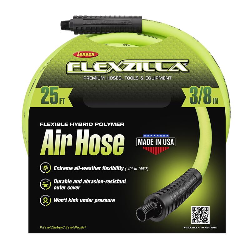 Flexzilla 25 ft. L X 3/8 in. D Hybrid Polymer Air Hose 300 psi Zilla Green