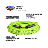 Flexzilla 50 ft. L X 1/4 in. D Hybrid Polymer Air Hose 300 psi Zilla Green