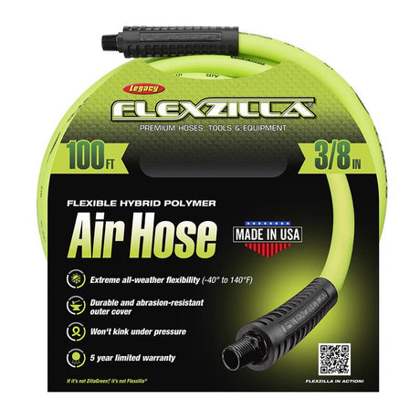 Flexzilla 100 ft. L X 3/8 in. D Hybrid Polymer Air Hose 300 psi Zilla Green