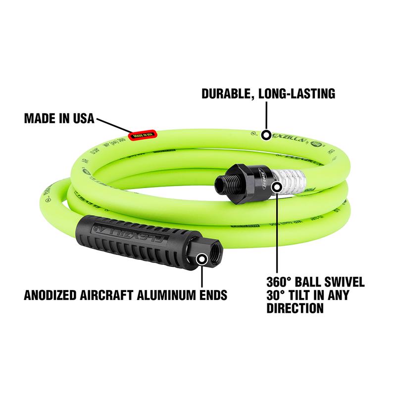 Flexzilla 6 ft. L X 3/8 in. D Hybrid Polymer Air Hose 300 psi Zilla Green