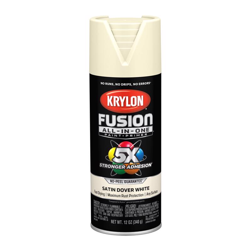 Krylon Fusion All-In-One Satin Dover White Paint+Primer Spray Paint 12 oz