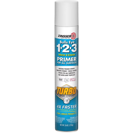Zinsser Bulls Eye 123 Turbo Bright White Oil-Based Alkyd Oil Primer 26 oz