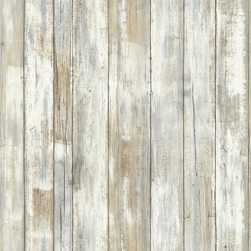 RoomMates .014 in. H X 198 in. L Distressed Wood Tan Vinyl Peel & Stick Wallpaper