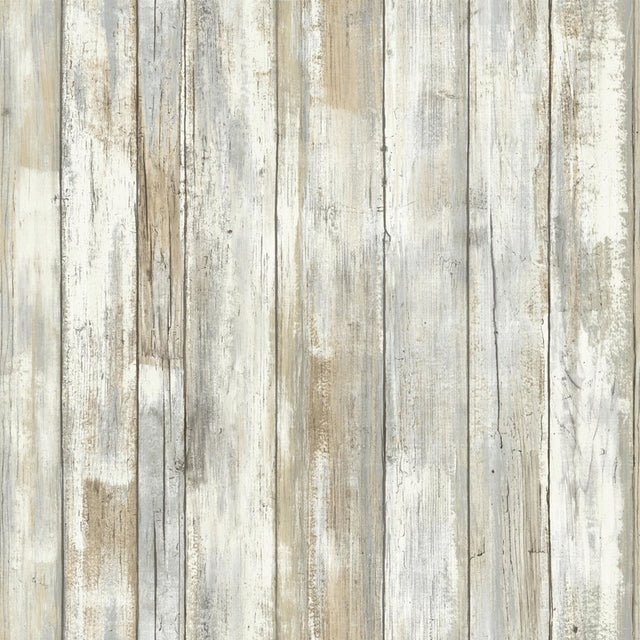 RoomMates .014 in. H X 198 in. L Distressed Wood Tan Vinyl Peel & Stick Wallpaper