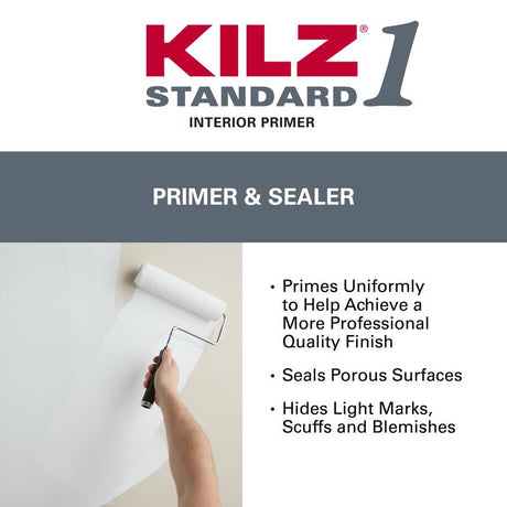 KILZ 1 Standard White Flat Water-Based Acrylic Primer and Sealer 1 gal